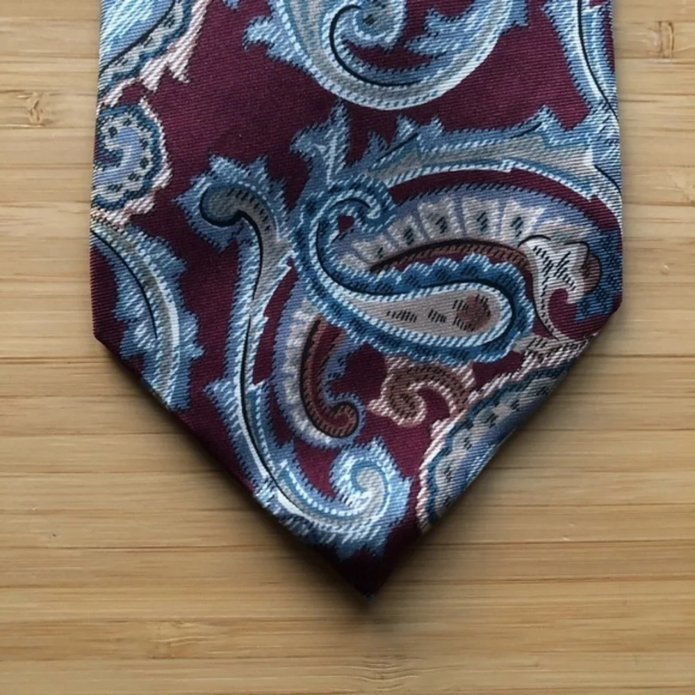 DIOR Silk Tie In Dark Red & Paisley Blue